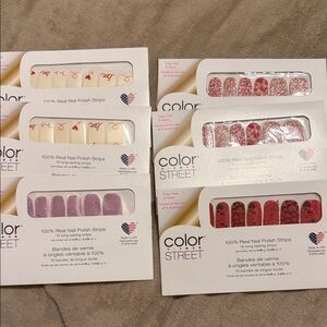 Color Street Nail Polish Strips - Cream, Red, Purple
